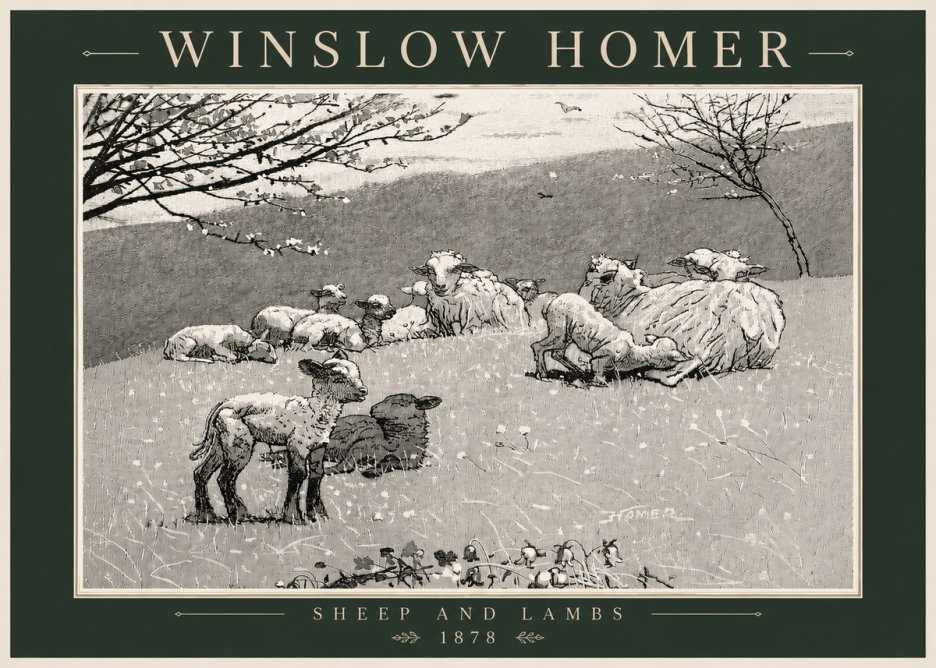 Winslow Homer Sheep and Lambs No6 - Plakát