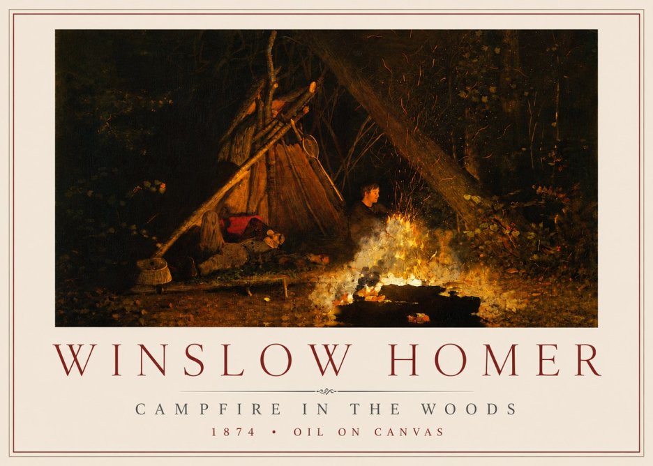Winslow Homer Campfire in the Woods No3 - Plakát