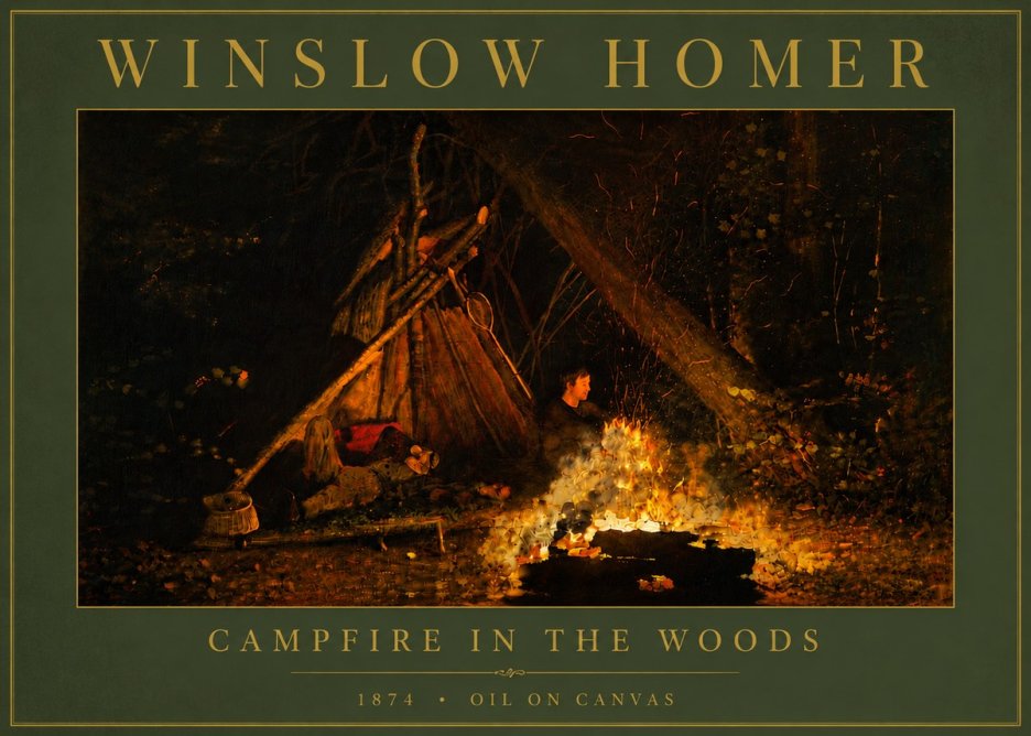 Winslow Homer Campfire in the Woods No6 - Plakát