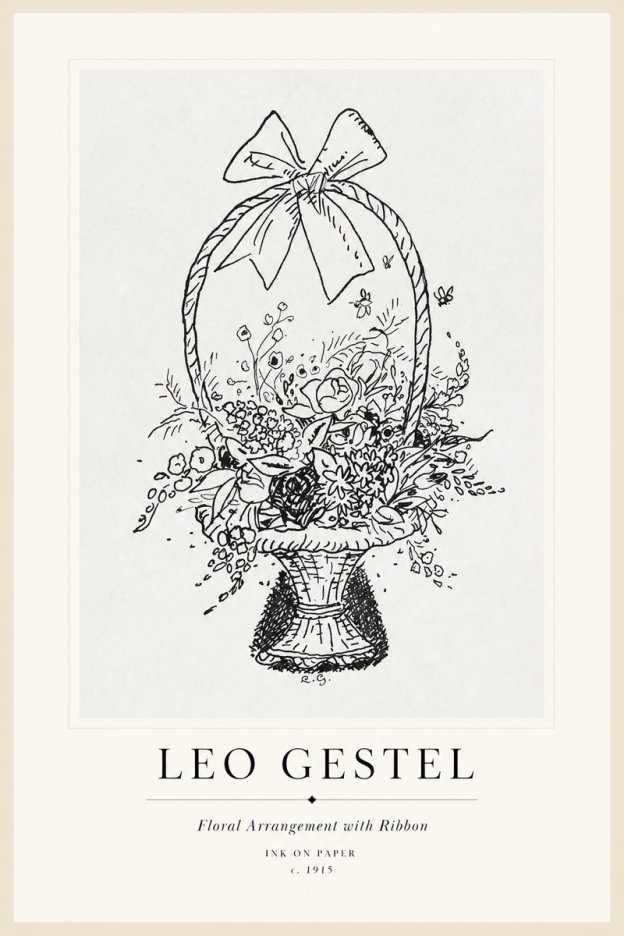 Leo Gestel Floral Arrangement with Ribbon No1 - Plakát