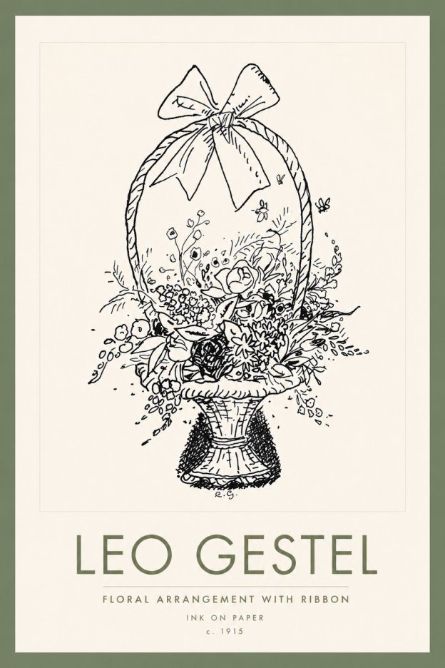 Leo Gestel Floral Arrangement with Ribbon No2 - Plakát