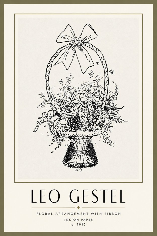 Leo Gestel Floral Arrangement with Ribbon No4 - Plakát
