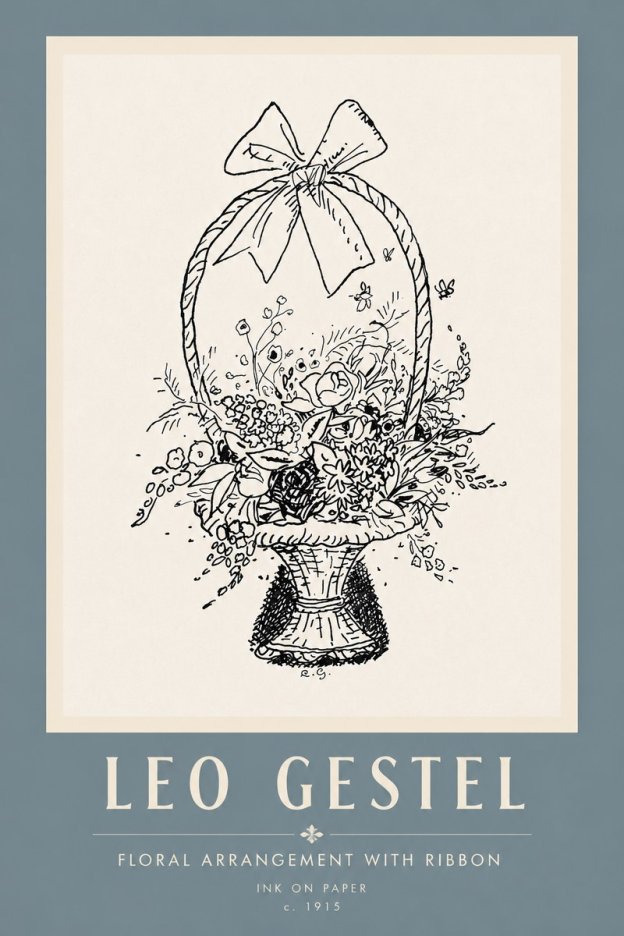 Leo Gestel Floral Arrangement with Ribbon No5 - Plakát