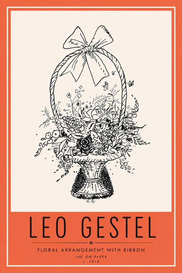 Leo Gestel Floral Arrangement with Ribbon No6 - Plakát