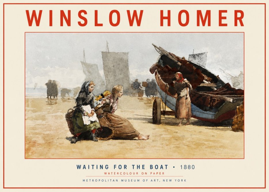 Winslow Homer Waiting for the Boat No3 - Plakát
