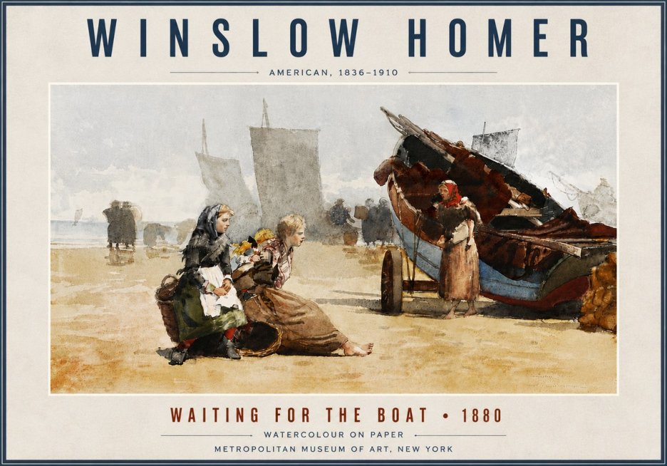 Winslow Homer Waiting for the Boat No5 - Plakát