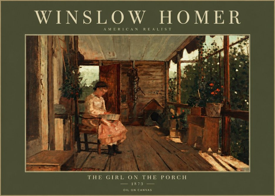 Winslow Homer The Girl on the Porch No5 - Plakát