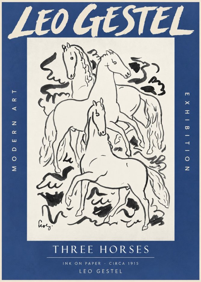 Leo Gestel Three Horses No3 - Plakát