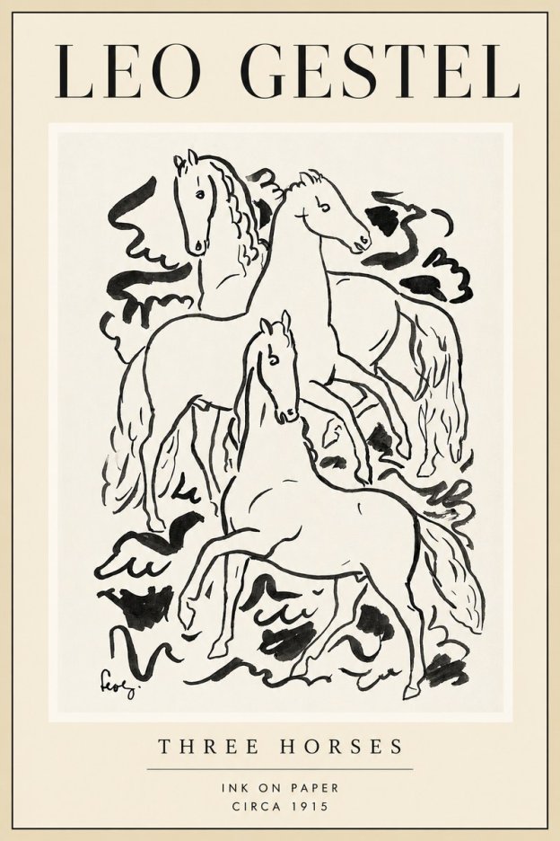 Leo Gestel Three Horses No4 - Plakát