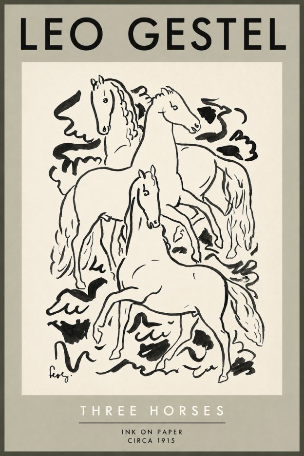 Leo Gestel Three Horses No5 - Plakát