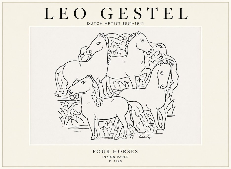 Leo Gestel Four Horses No1 - Plakát