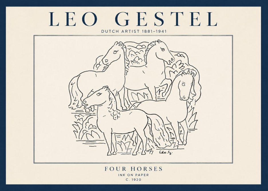 Leo Gestel Four Horses No5 - Plakát