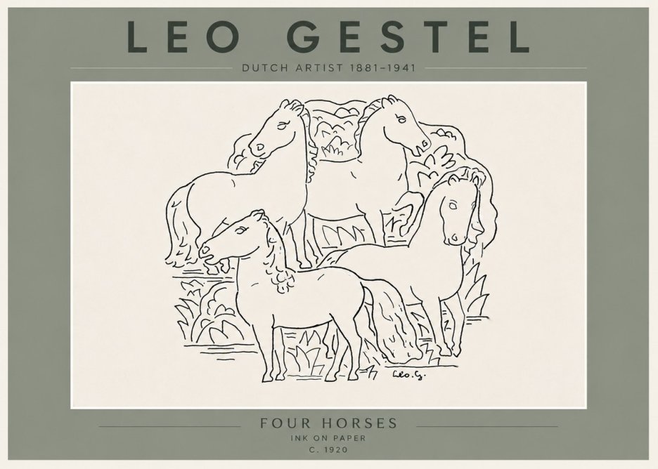 Leo Gestel Four Horses No6 - Plakát