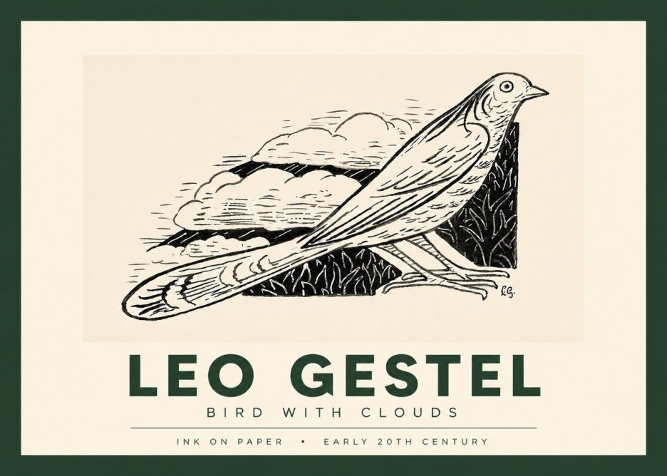 Leo Gestel Bird with Clouds No4 - Plakát