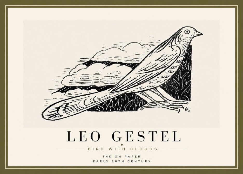 Leo Gestel Bird with Clouds No6 - Plakát