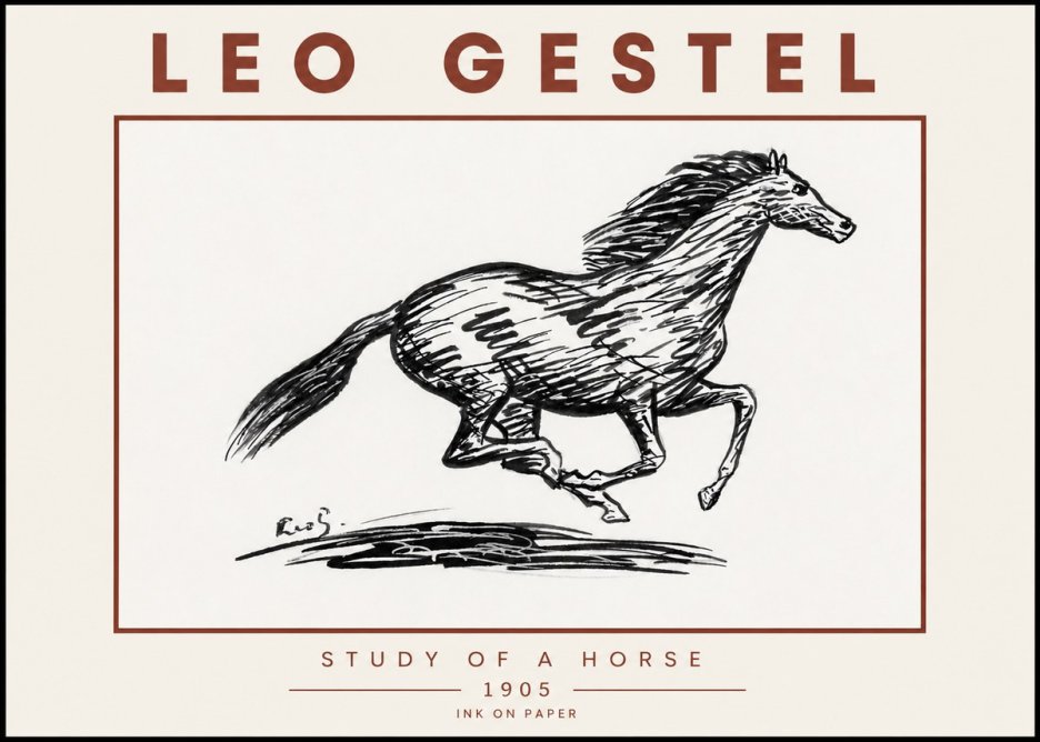 Leo Gestel Study of a Horse No5 - Plakát