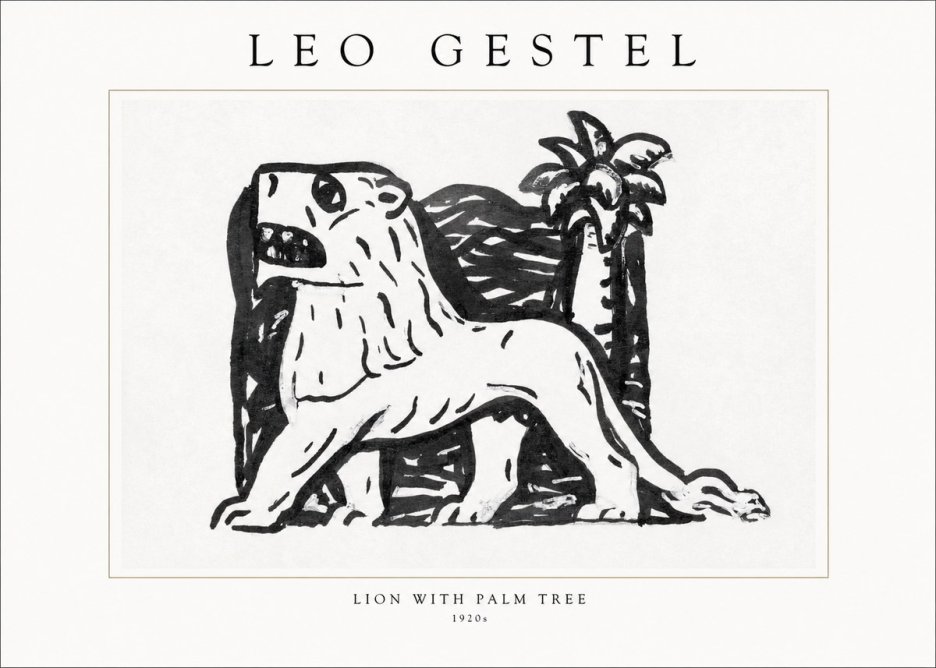 Leo Gestel Lion with Palm Tree No1 - Plakát