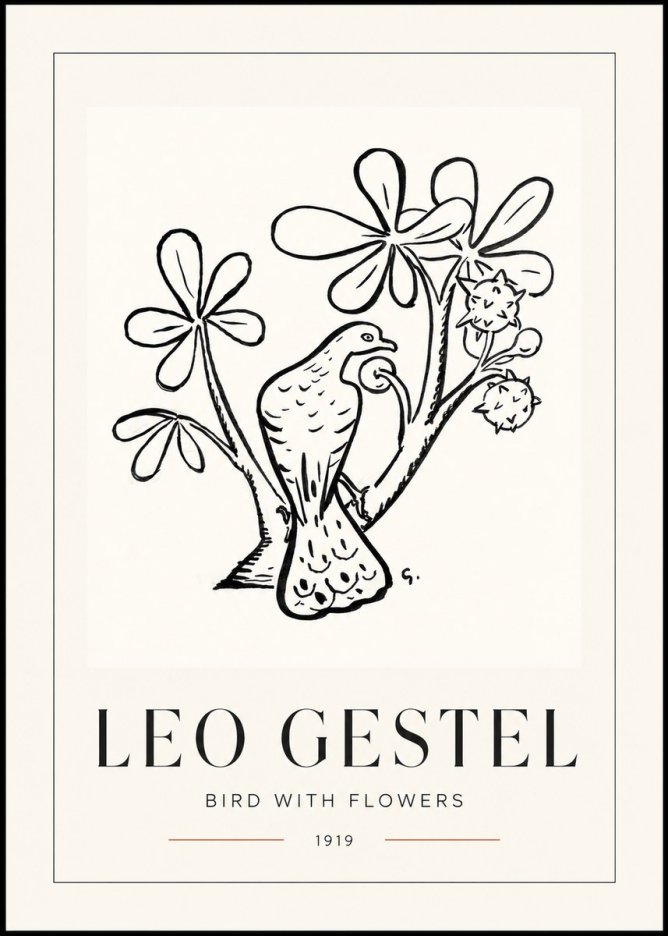 Leo Gestel Bird with Flowers No1 - Plakát