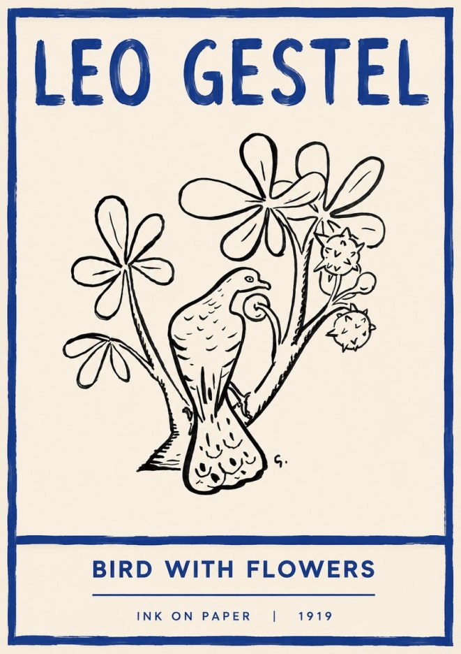 Leo Gestel Bird with Flowers No4 - Plakát