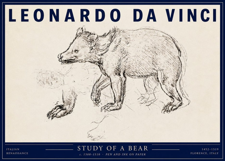 Leonardo da Vinci Study of a Bear No3 - Plakát