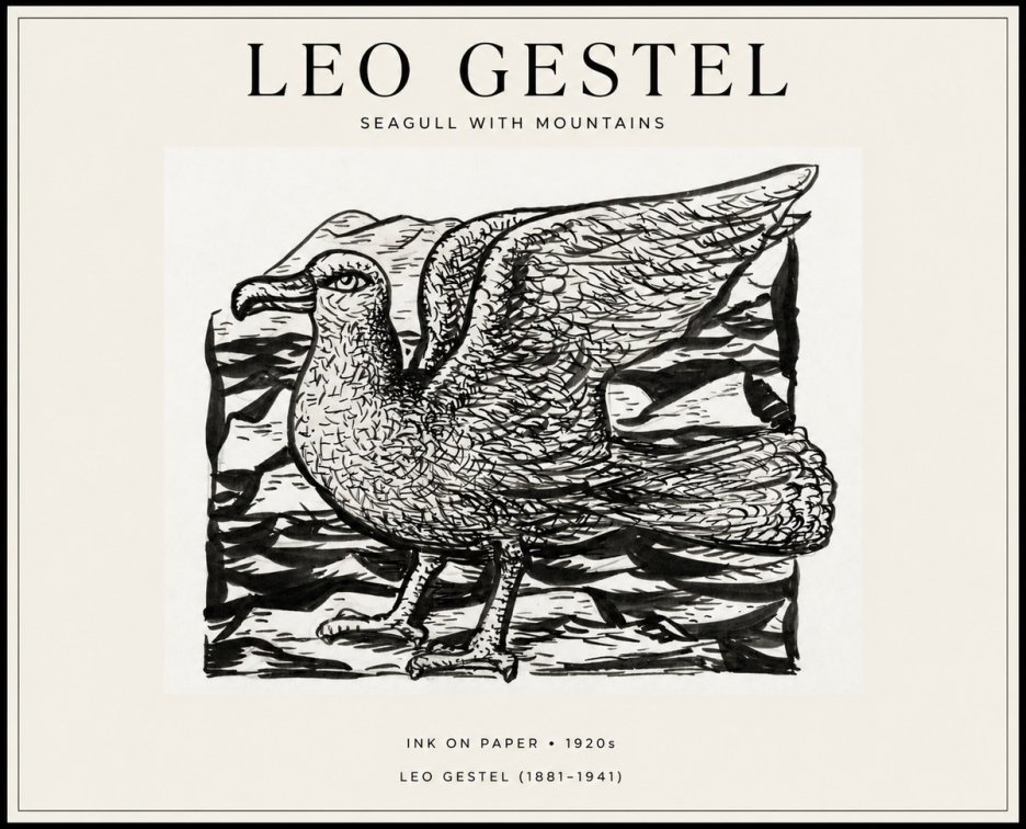 Leo Gestel Seagull with Mountains No1 - Plakát