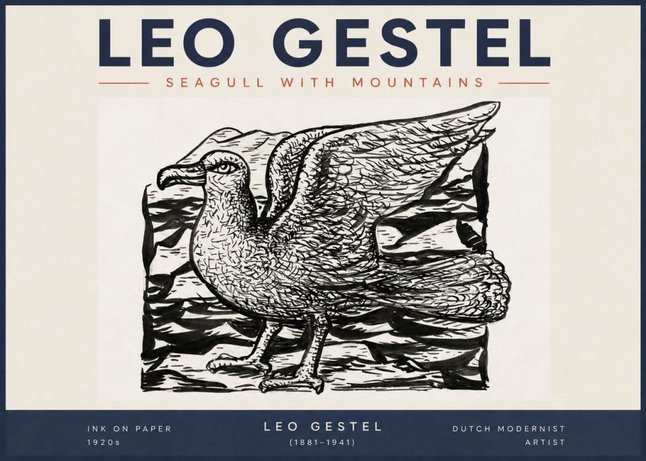 Leo Gestel Seagull with Mountains No2 - Plakát