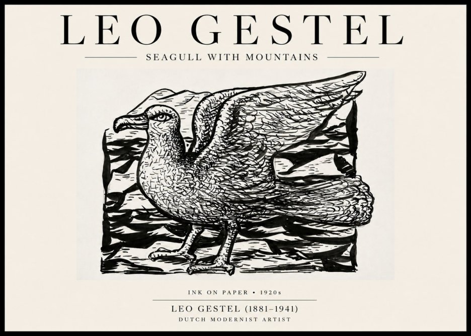 Leo Gestel Seagull with Mountains No6 - Plakát