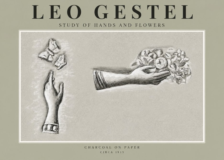 Leo Gestel Study of Hands and Flowers No2 - Plakát