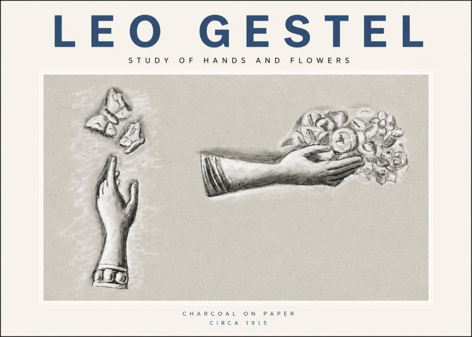 Leo Gestel Study of Hands and Flowers No3 - Plakát