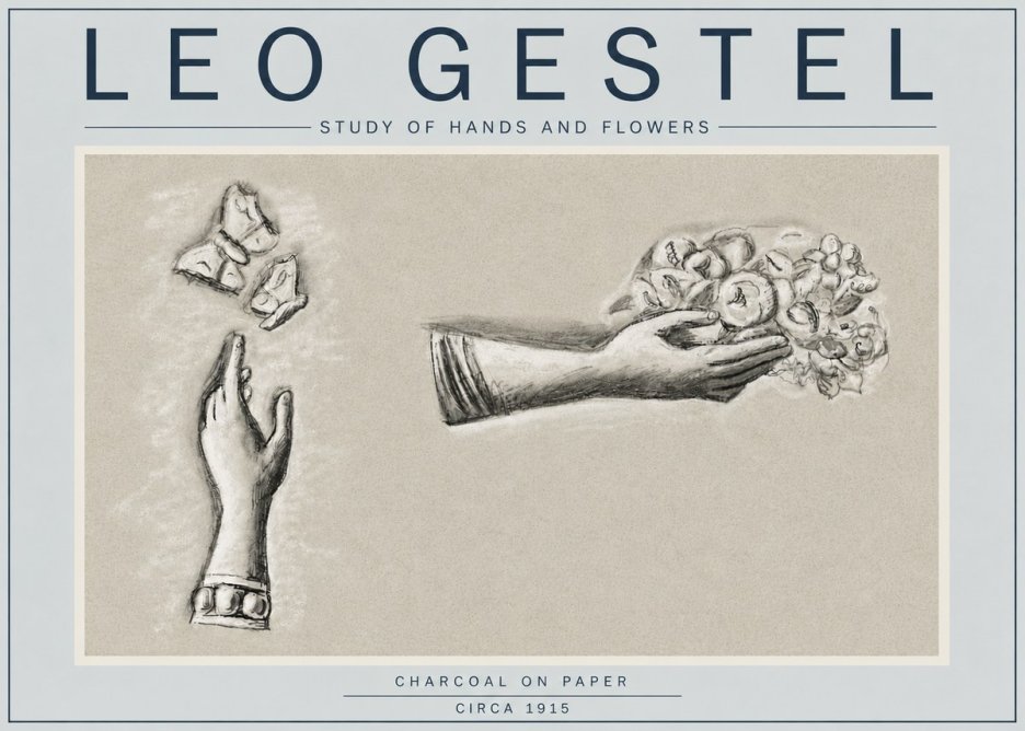 Leo Gestel Study of Hands and Flowers No4 - Plakát