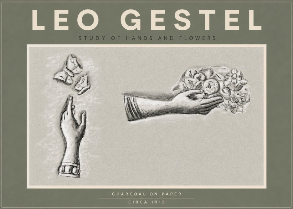 Leo Gestel Study of Hands and Flowers No5 - Plakát