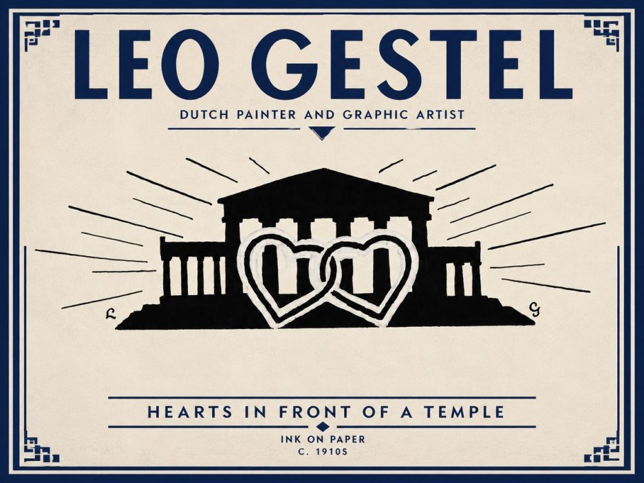 Leo Gestel Hearts in Front of a Temple No3 - Plakát