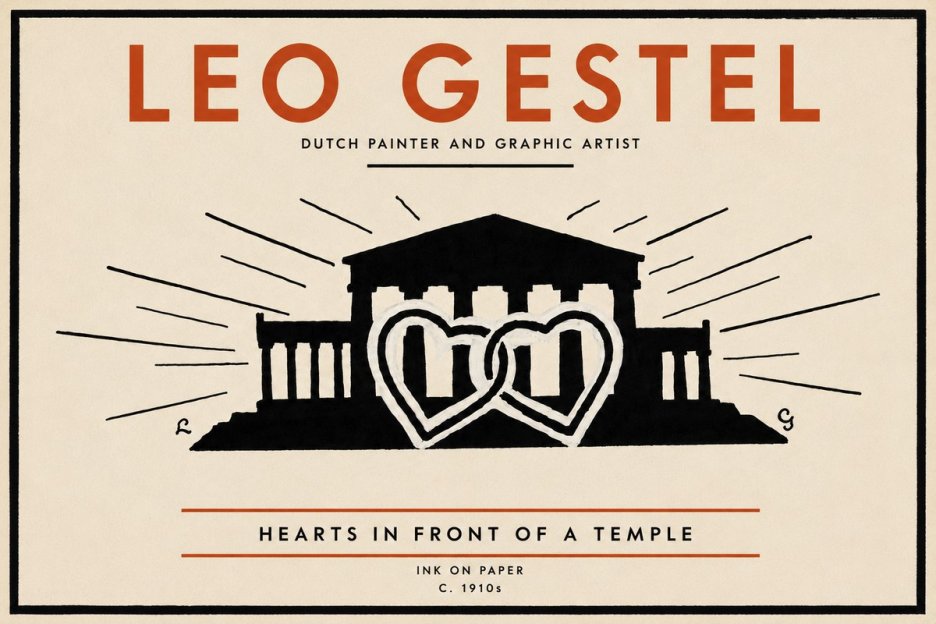 Leo Gestel Hearts in Front of a Temple No5 - Plakát