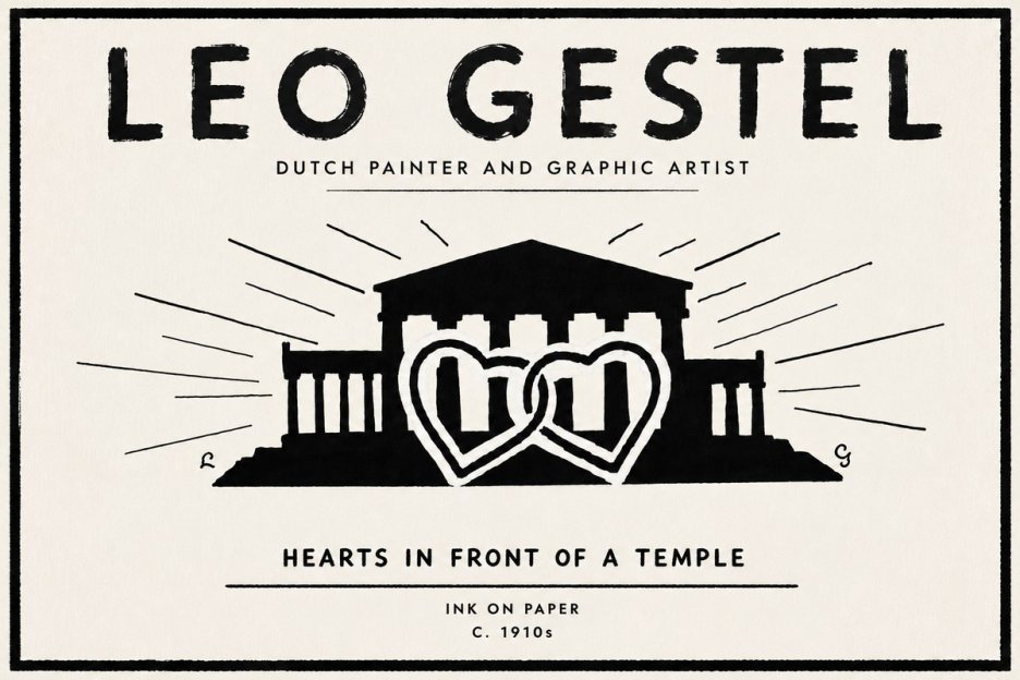 Leo Gestel Hearts in Front of a Temple No6 - Plakát