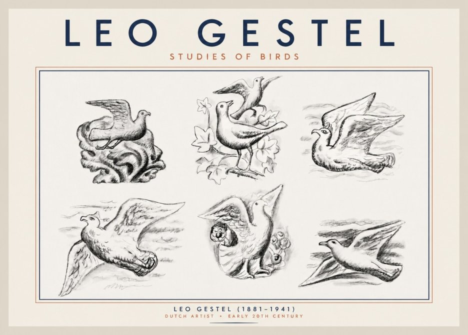 Leo Gestel Studies of Birds No2 - Plakát