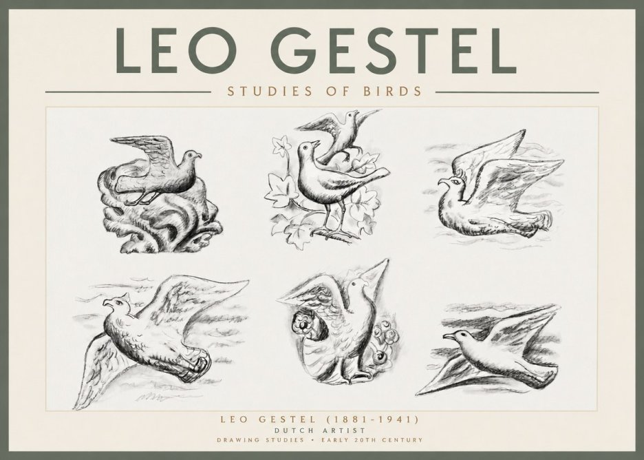 Leo Gestel Studies of Birds No3 - Plakát