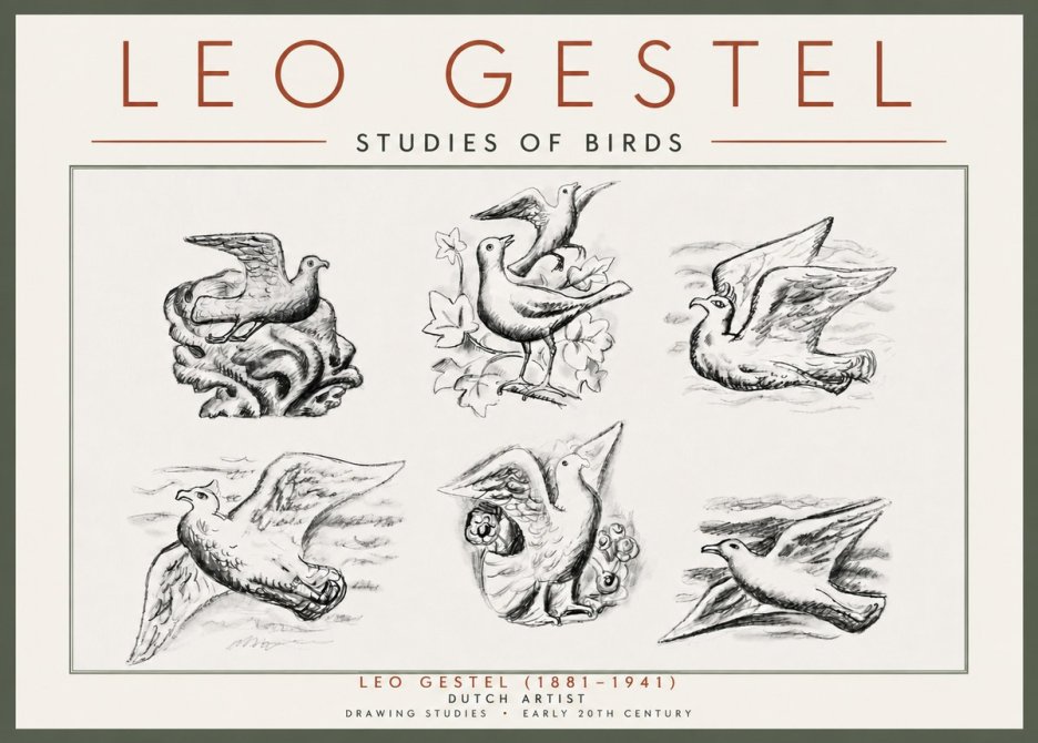 Leo Gestel Studies of Birds No5 - Plakát