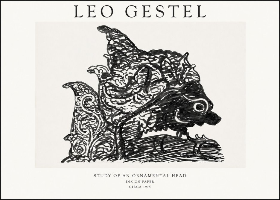 Leo Gestel Study of an Ornamental Head No1 - Plakát