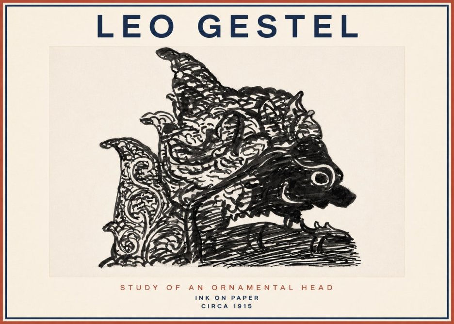 Leo Gestel Study of an Ornamental Head No2 - Plakát