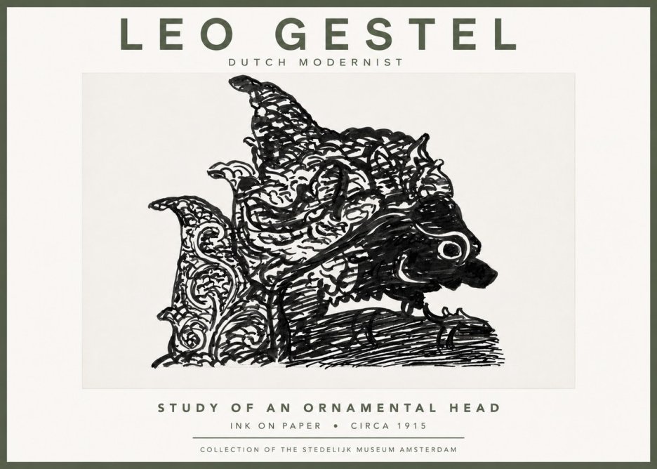Leo Gestel Study of an Ornamental Head No5 - Plakát