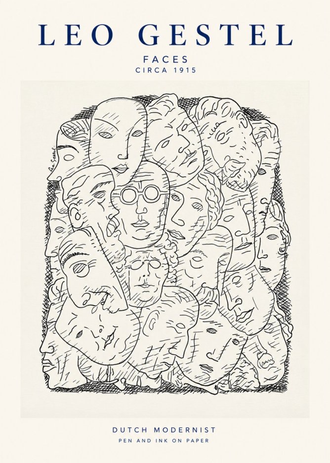 Leo Gestel Heads Ink Drawing No2 - Plakát