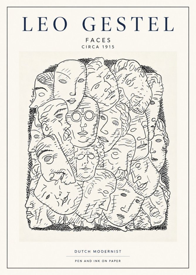 Leo Gestel Heads Ink Drawing No4 - Plakát