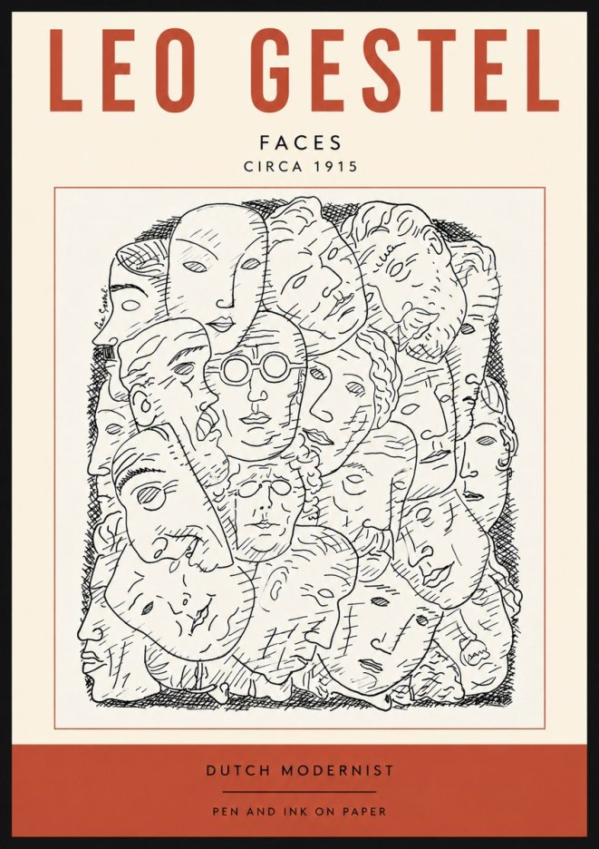 Leo Gestel Heads Ink Drawing No5 - Plakát