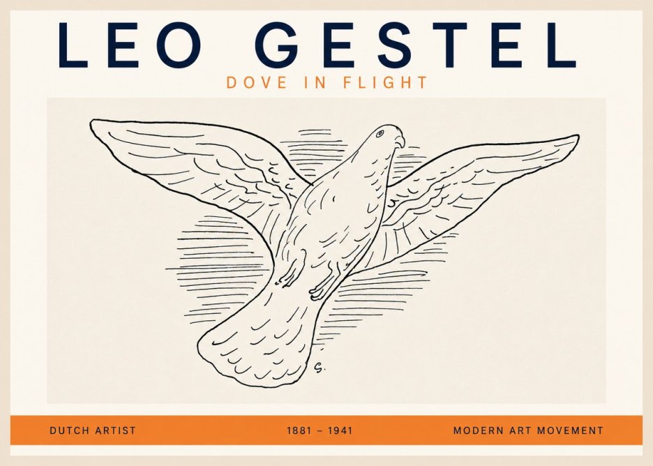 Leo Gestel Dove in Flight No2 - Plakát