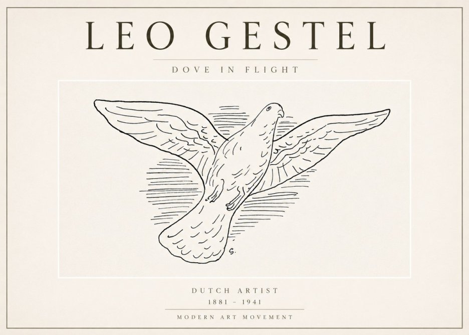 Leo Gestel Dove in Flight No3 - Plakát