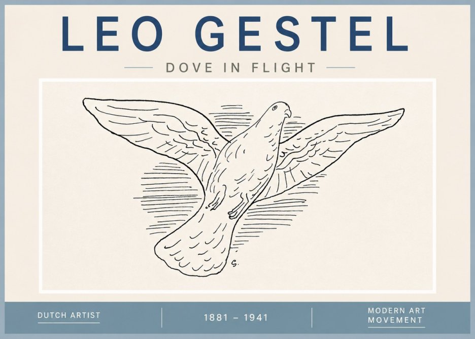 Leo Gestel Dove in Flight No4 - Plakát