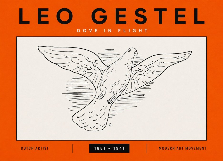Leo Gestel Dove in Flight No5 - Plakát