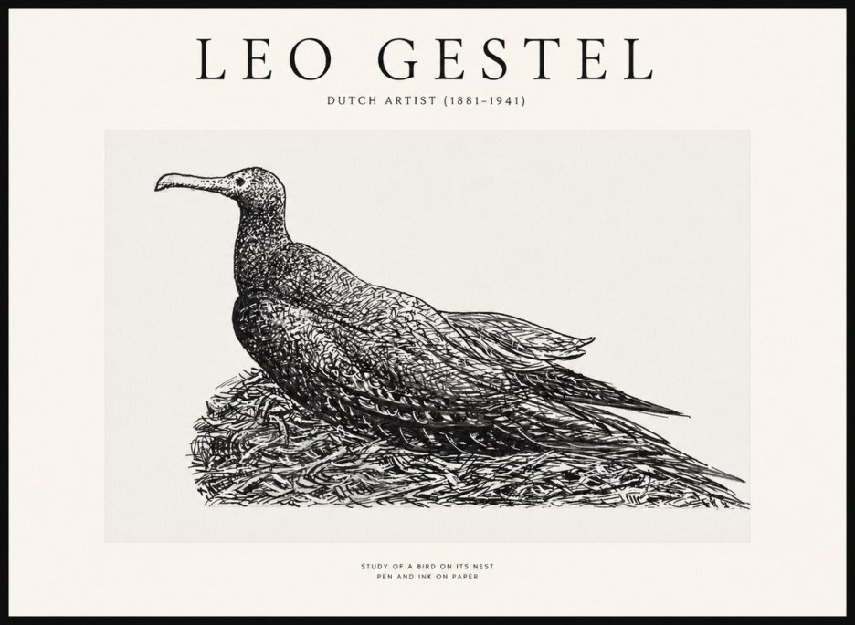 Leo Gestel Study of a Bird on Its Nest No1 - Plakát