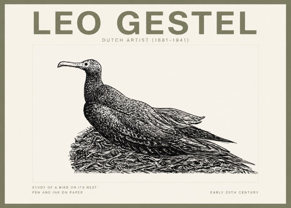 Leo Gestel Study of a Bird on Its Nest No2 - Plakát