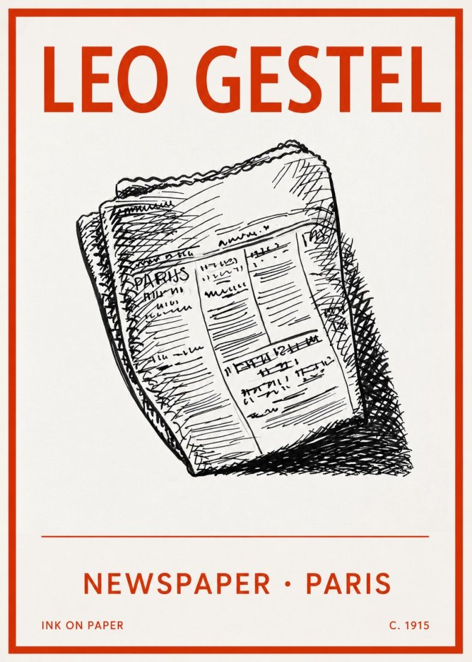 Leo Gestel Newspaper - Paris No2 - Plakát
